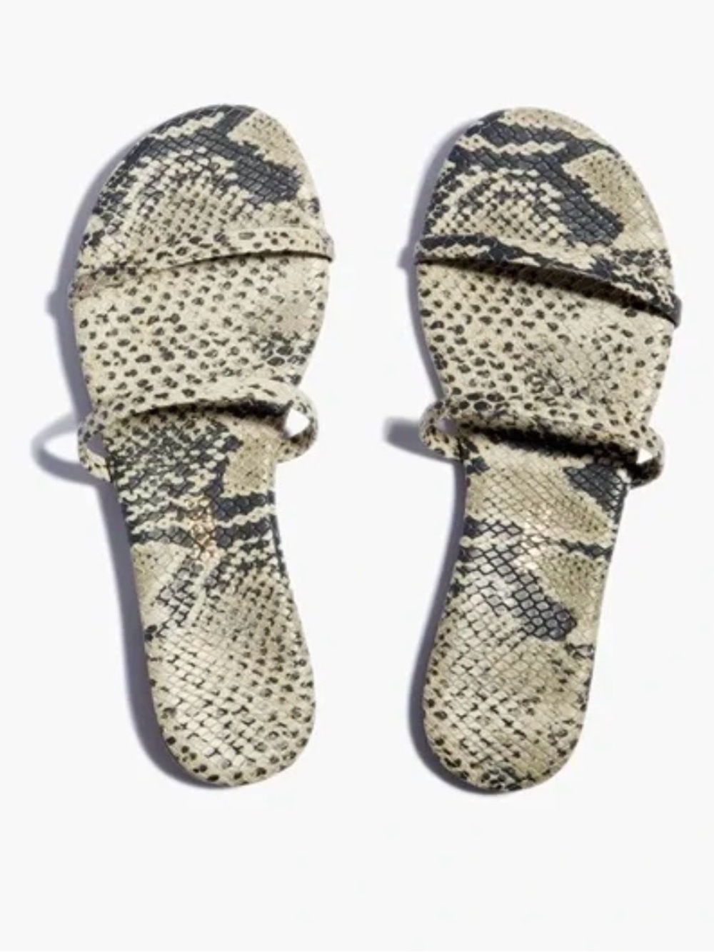 TKEES Gemma Snake-Print Slides in Beige and Black size 9
